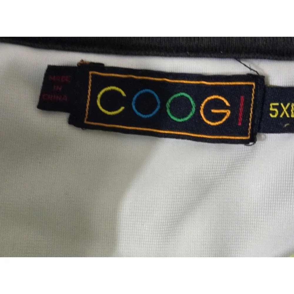 Coogi Jacket Mens Size 5XL Black White Lime Green Vintage Patches Full Zip‎